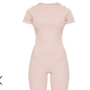 Soft Rib Cap Sleeve Flare Leg Jumpsuit